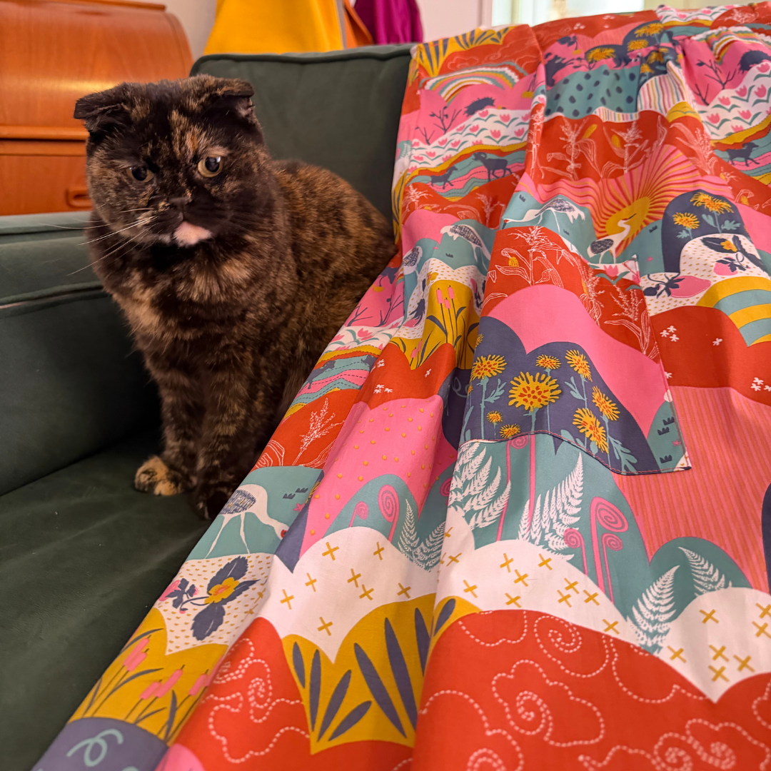 Glam Maxi House Dress in Mint & Strawberry Meadow Blue Platypus Clothing