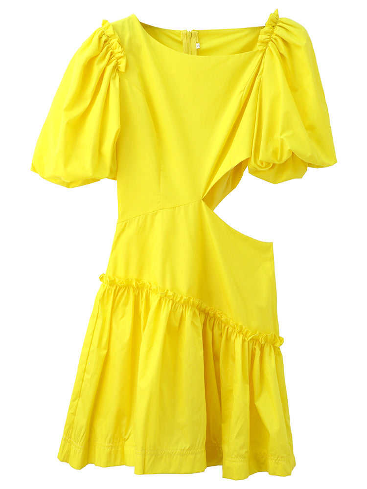 Summer Design Sense Niche Waist Hollow Yellow Fairy Skirt See size chart under “more details” The Fashion Celestial