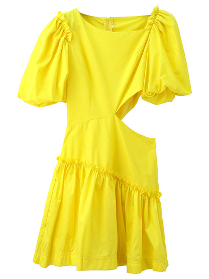 Summer Design Sense Niche Waist Hollow Yellow Fairy Skirt See size chart under “more details” The Fashion Celestial
