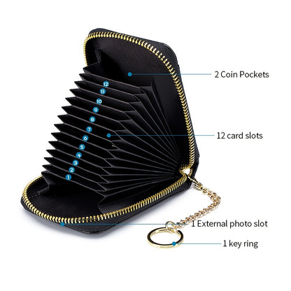 [RFID Credit Card Holder] Casual RFID Credit Card Holder, Multi-compartment Wallet - Simple Zip Around Card Case NovaCart