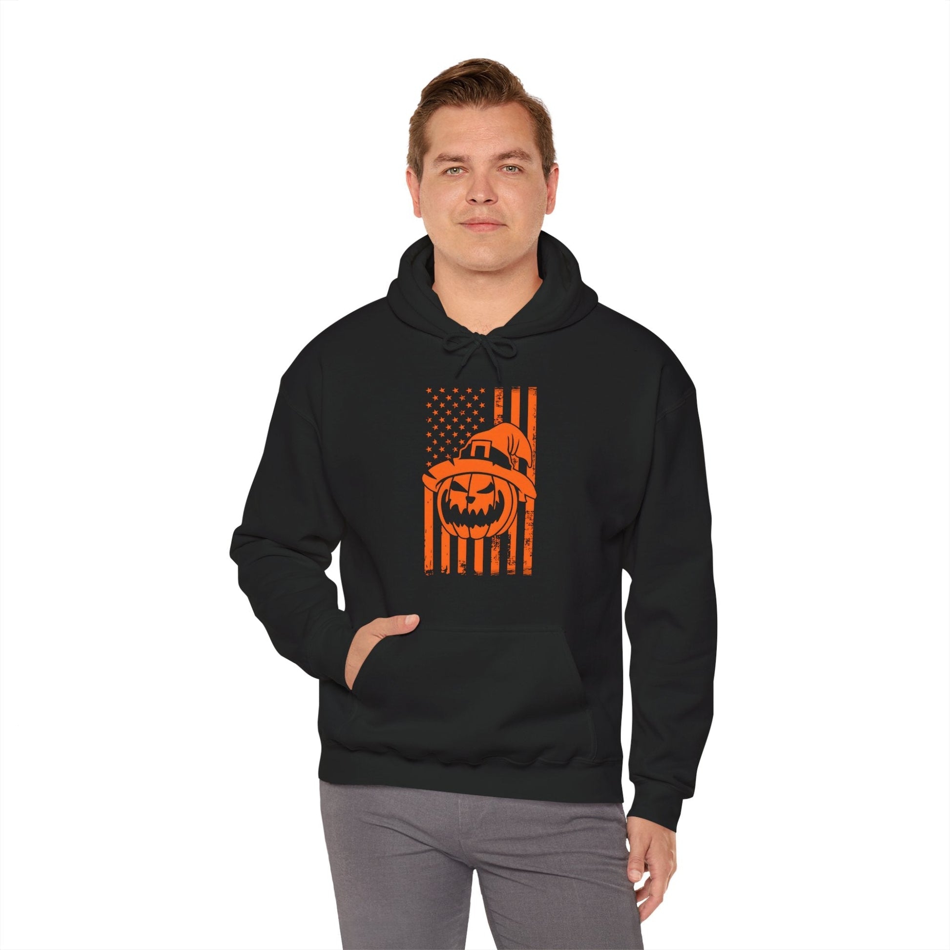 Pumpkin American Flag Hooded Sweatshirt The Devil's Pickle