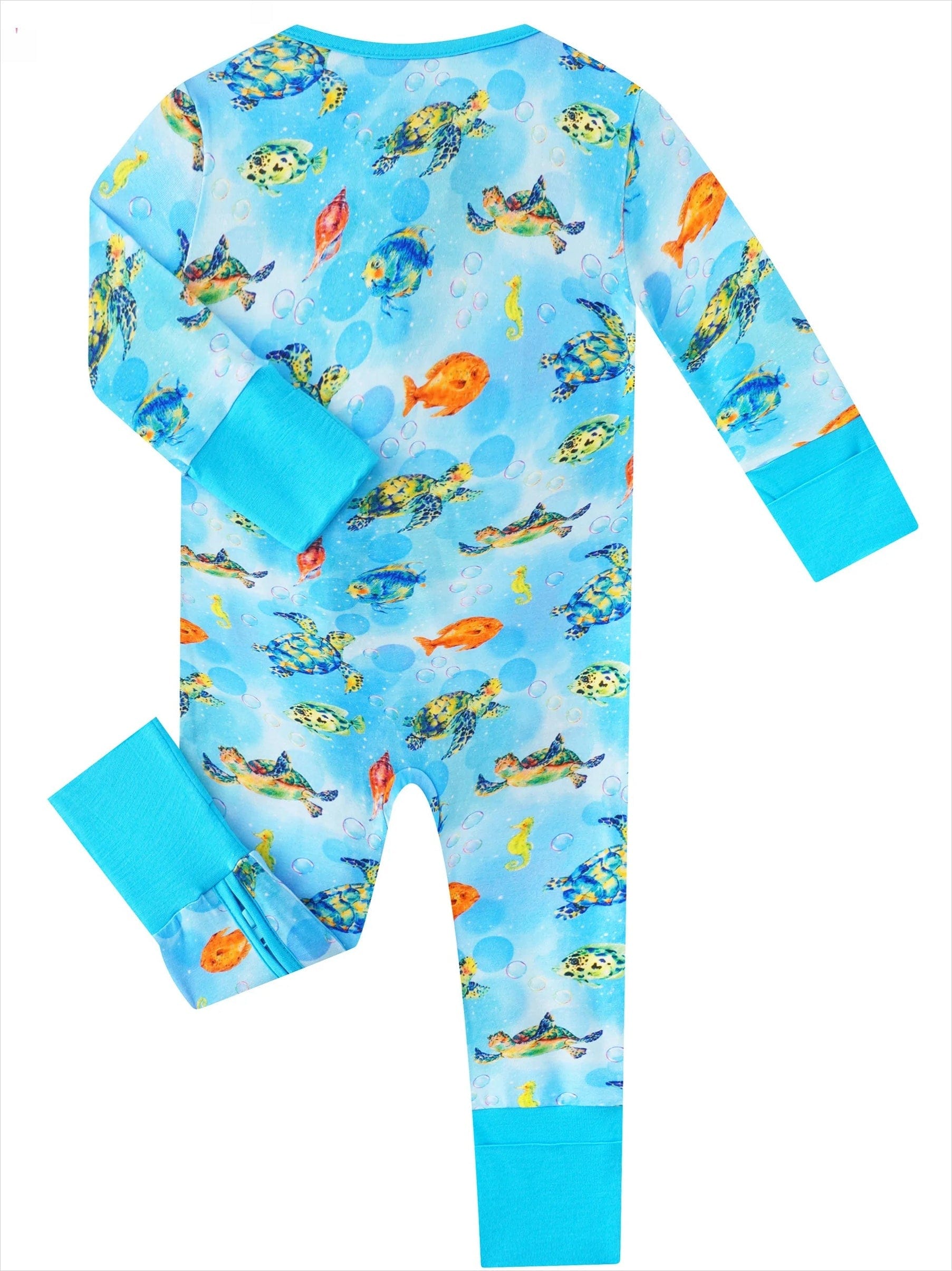 Posh TOT Sea Turtle Bamboo Baby Convertible Zippy Romper  CINCO DE MAYO PROMO - FINAL SALE Charlies Project Kids