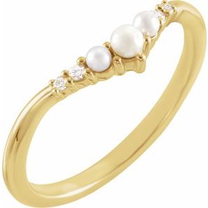 14K Yellow Pearl & .03 CTW Natural Diamond Contour Band Ethereal Legacy Boutiques