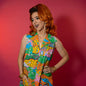 Glam Maxi House Dress in Rainbow Landscape Blue Platypus Clothing