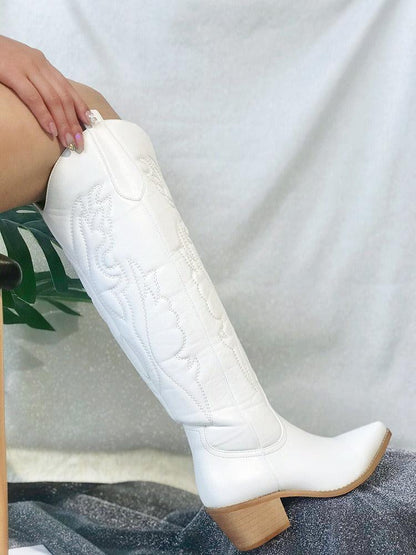 Western Chic Cowboy Boots | Stylish Chunky Heel Knee High Boots for Cowgirls Country in My Heart