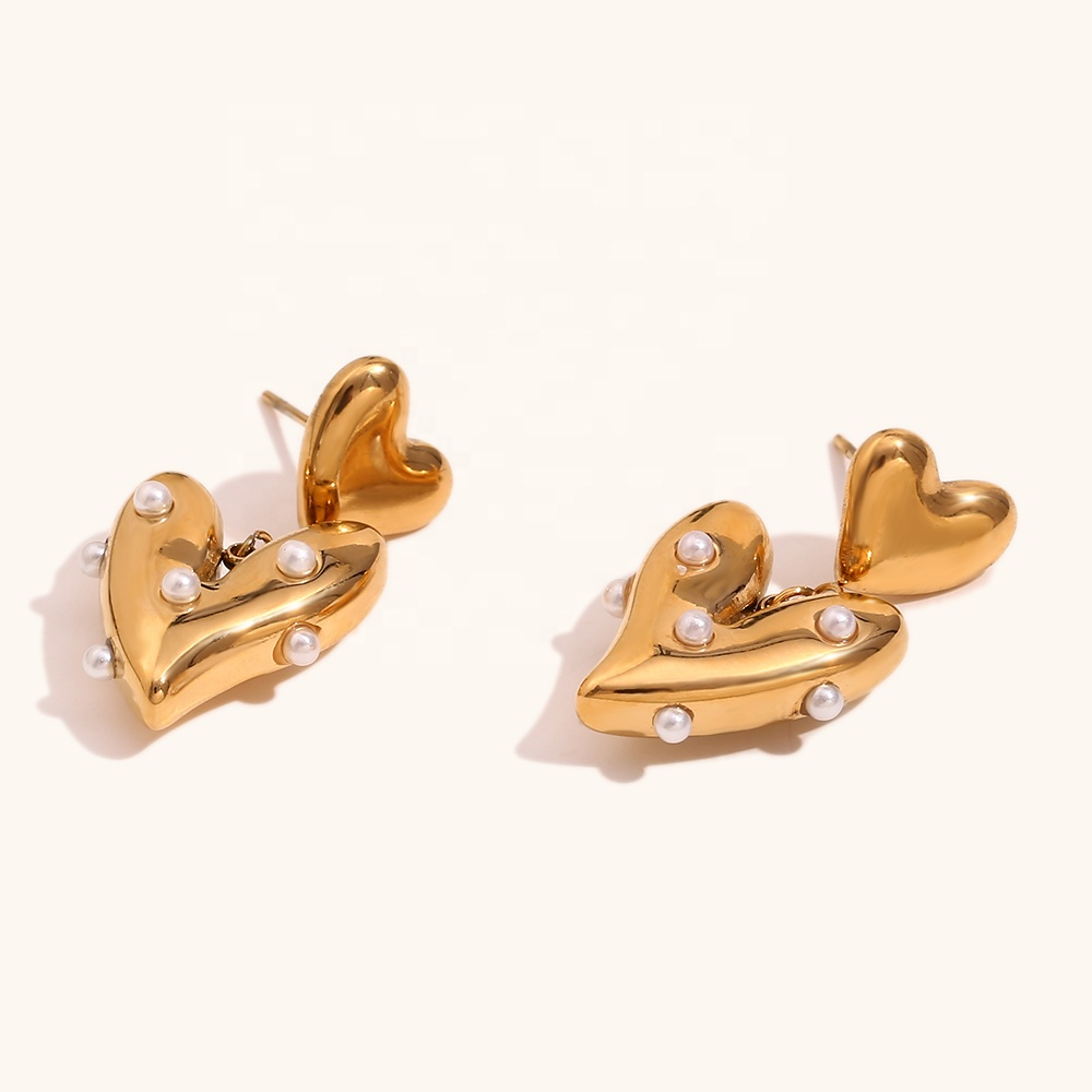 Pearl Heart Earrings - Stainless Steel Deep South Originals
