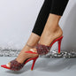 Sequin Point Toe Mid Heel Sandals New Era Fashion LLc