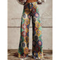 Women's Printed Flare Pants – Mid-Waist Full Length Plus Size FitiqueFit