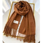Solid Color Tassel Scarf, Hand Wash Only, Elegant Fringe Shawl for Women, Fashion Accessory NovaCart
