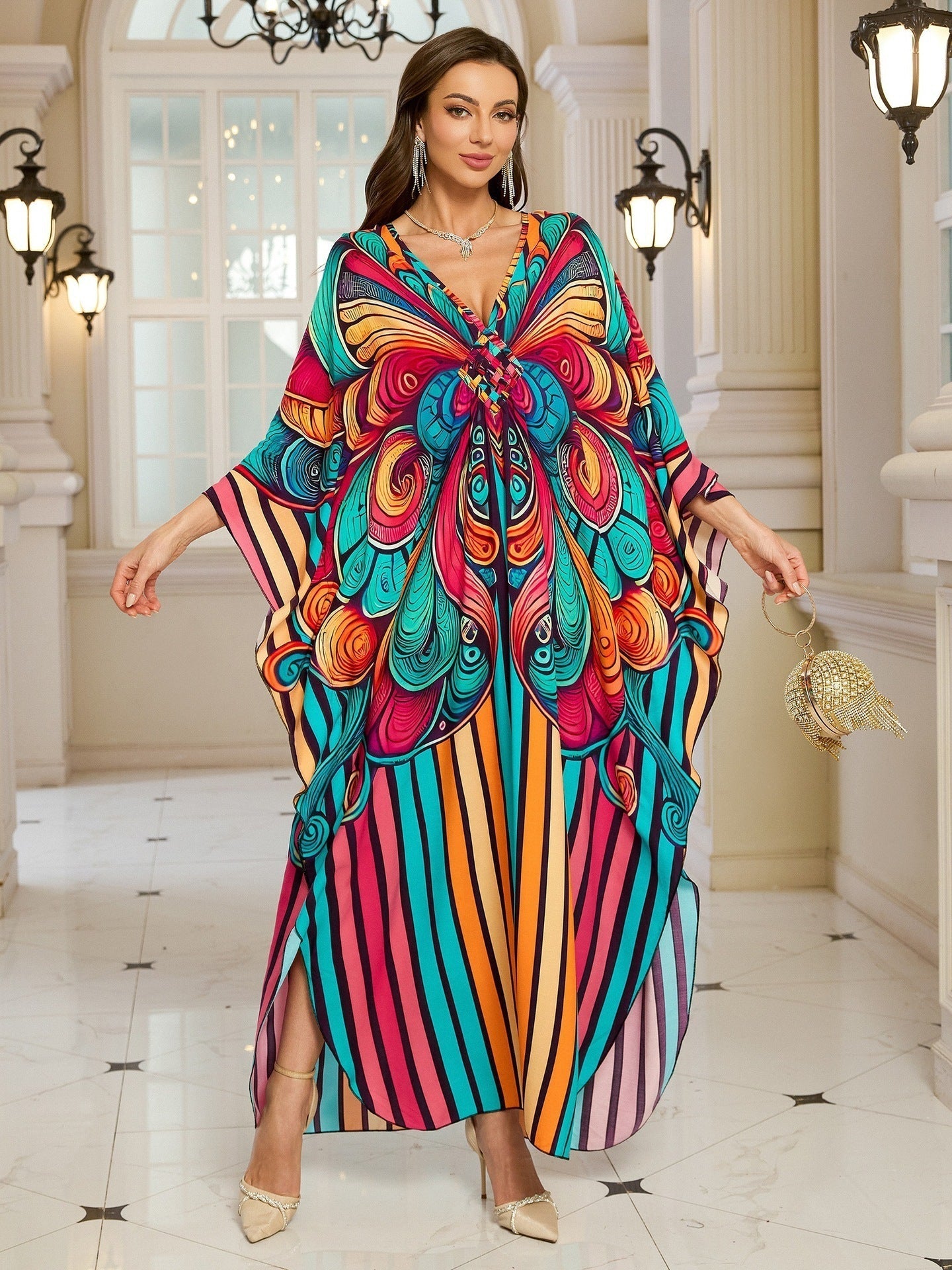 Fashion Personalized Cotton Printed Beach Dress Women Grayceful LLC