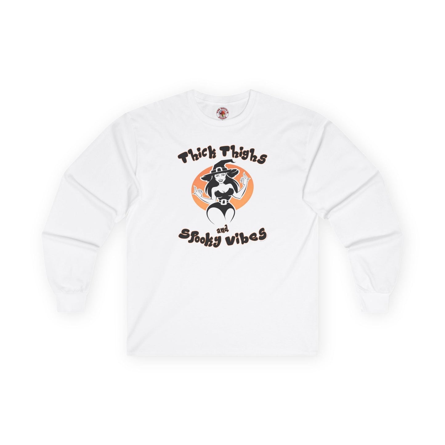 Thick Thighs and Spooky Vibes Long Sleeve Tee The Devil's Pickle