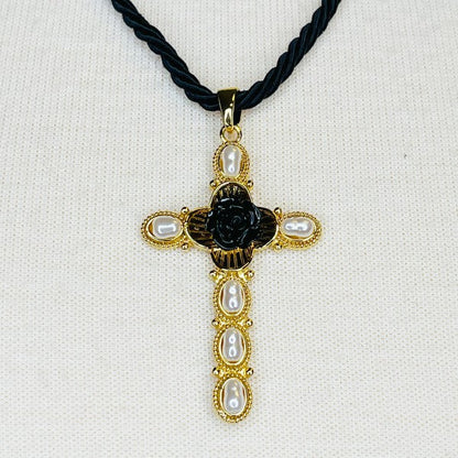 Layered Black Rose Cross Necklace Shop Style & More | Fresh Looks, Everyday Deals & Free Shipping