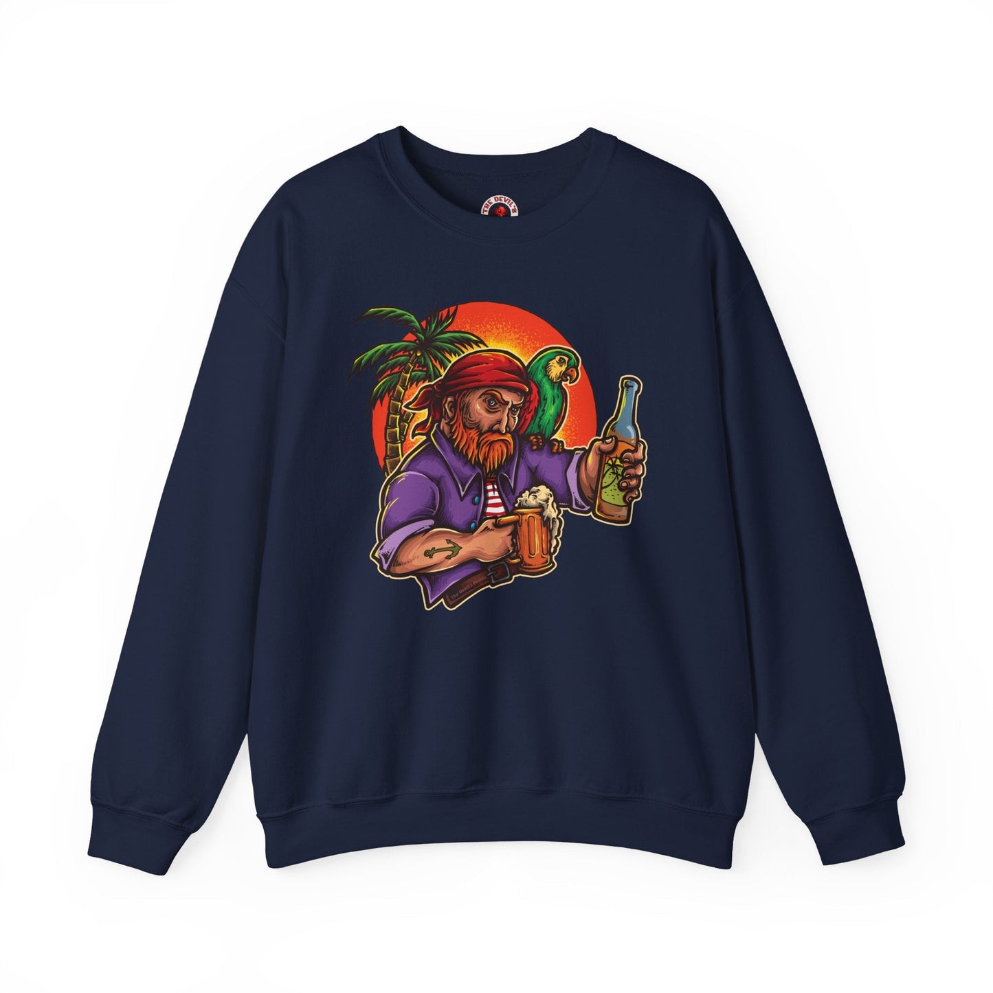 Sunset Pirate Beer Crewneck Sweatshirt The Devil's Pickle