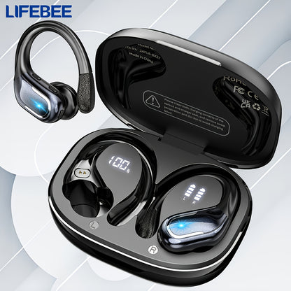 LIFEBEE New Wireless Earbuds for Running Sports, Wireless Earphones with Earhooks Pure Bass Sound, Over Ear Headphones ENC Noise Cancelling with Dual-LED Display, Earphones Built-in Microphone NovaCart