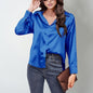 Women’s Satin Lapel Button-Down Blouse FitiqueFit