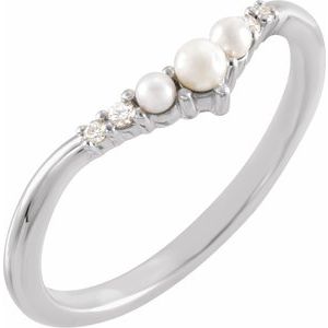 Platinum Pearl & .03 CTW Natural Diamond Contour Band Ethereal Legacy Boutiques