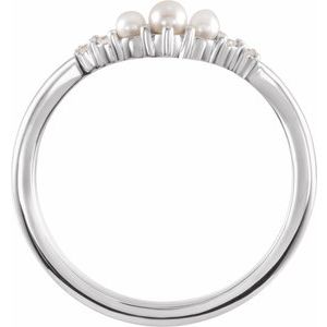 Platinum Pearl & .03 CTW Natural Diamond Contour Band Ethereal Legacy Boutiques