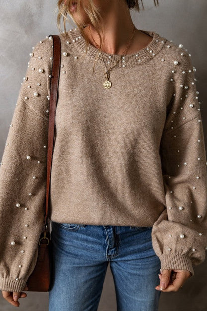 Solid Pearl Drop Shoulder Round Neck Sweater Shop Style & More | Fresh Looks, Everyday Deals & Free Shipping
