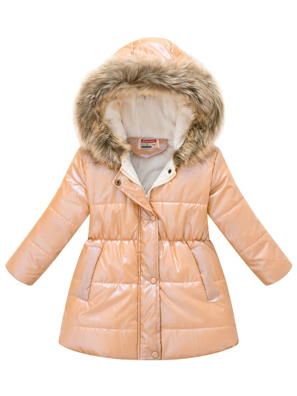 New Winter Collection for Older Kids: Unisex Mid-Length Glossy Thickened Hooded Jacket NovaCart