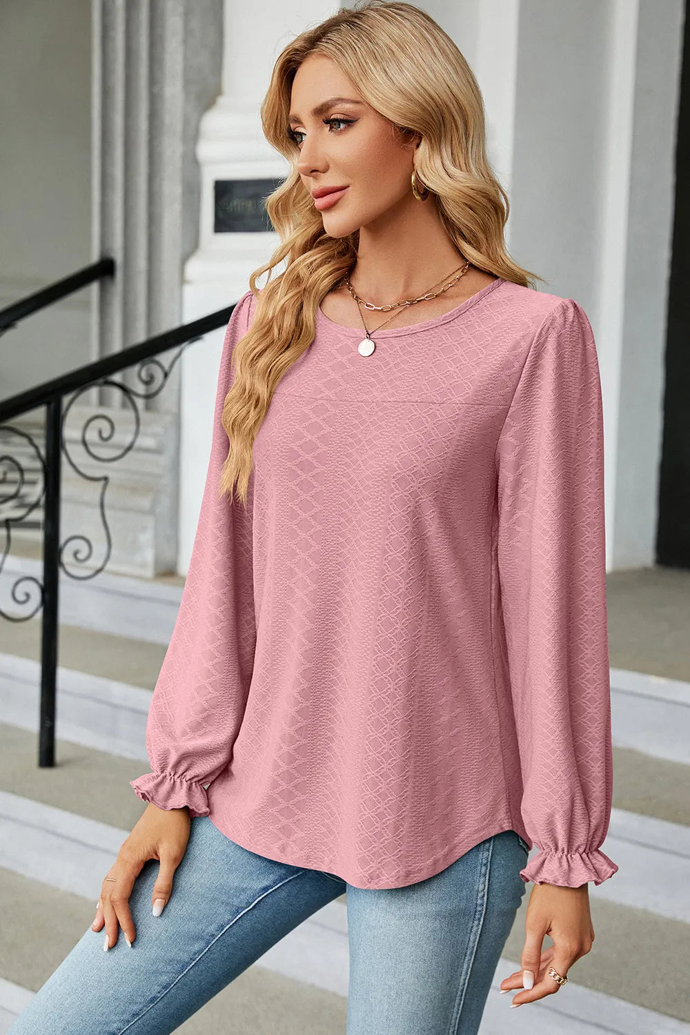 🌸 Round Neck Flounce Sleeve T-Shirt FitiqueFit