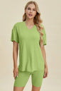 Basic Bae Full Size Ribbed V-Neck Short Sleeve Top and Shorts Set New Era Fashion LLc
