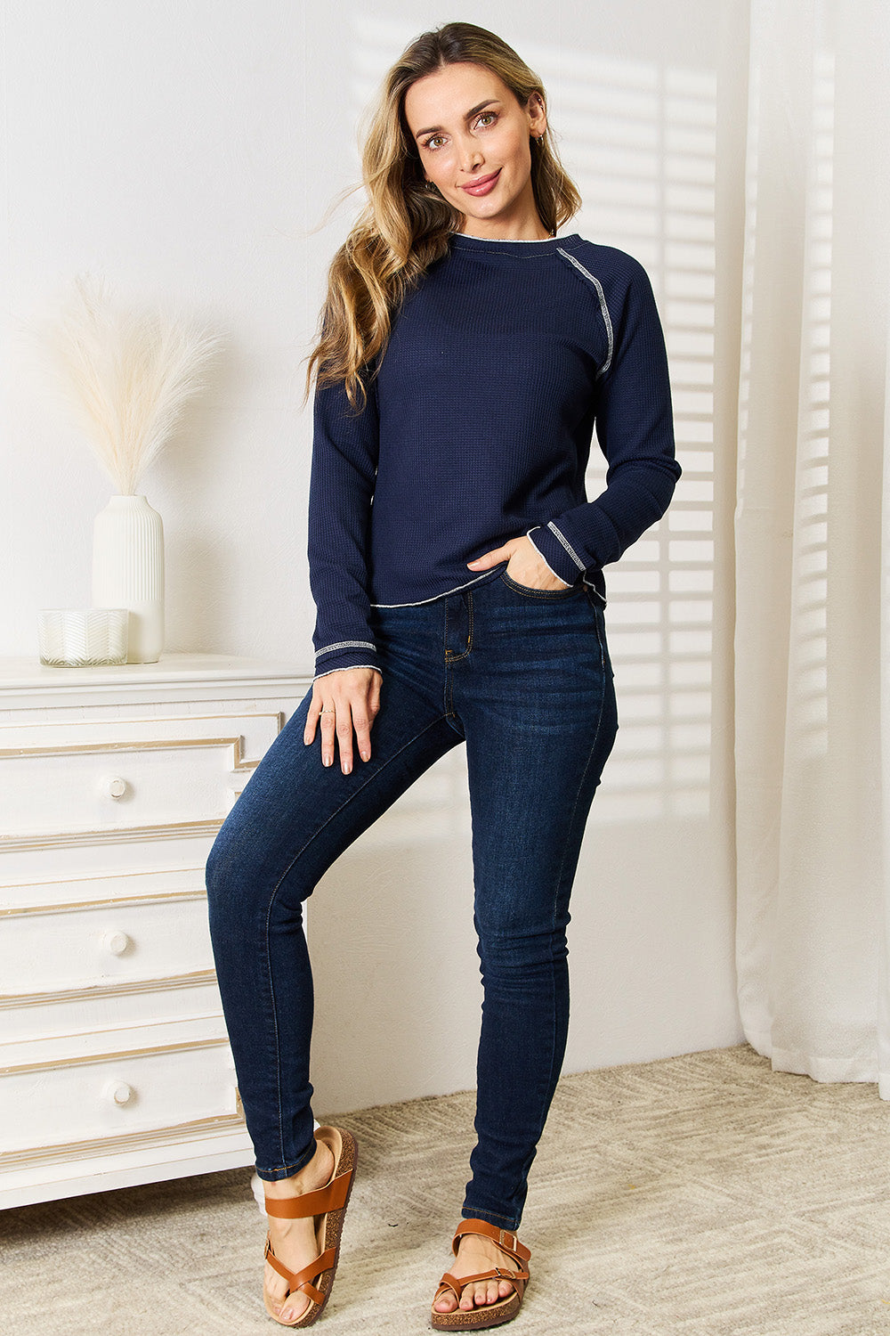 Basic Bae Long Raglan Sleeve Round Neck Top New Era Fashion LLc