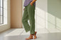 Cropped Pants With Decorative Buttons Along the Side Seams FitiqueFit