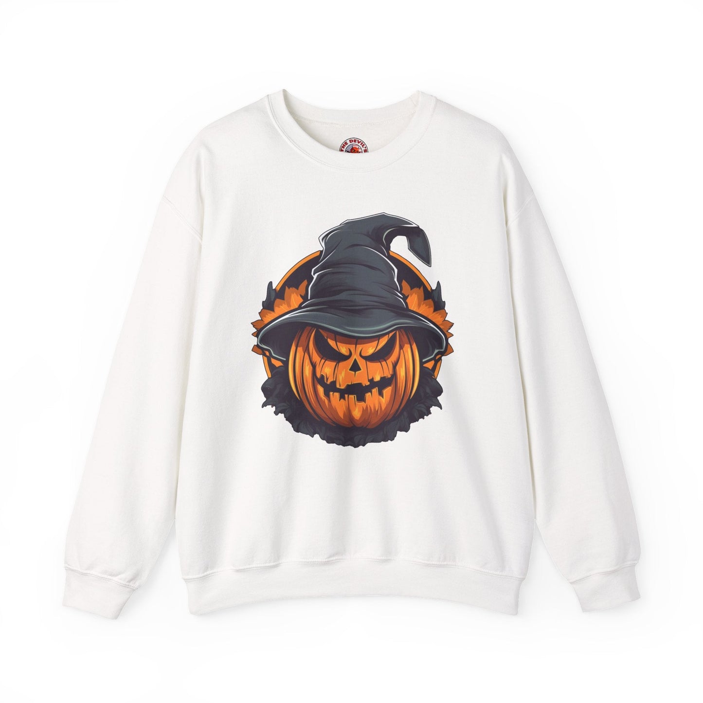 Scary Witch Pumpkin Halloween Crewneck Sweatshirt The Devil's Pickle