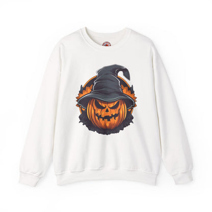 Scary Witch Pumpkin Halloween Crewneck Sweatshirt The Devil's Pickle