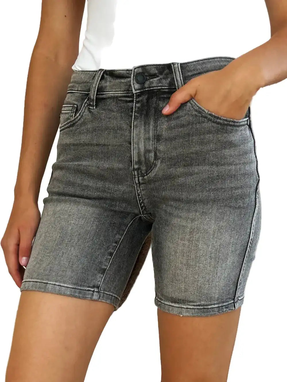 Judy Blue Full Size High Waist Washed Denim Shorts West2East Surf