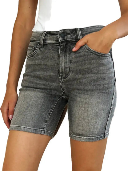 Judy Blue Full Size High Waist Washed Denim Shorts West2East Surf