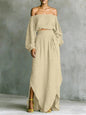 Off-Shoulder Top & Asymmetrical Maxi Skirt Set – Women's 2-Piece Outfit FitiqueFit