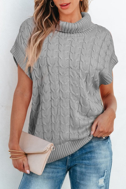 Cable Knit Turtleneck Batwing Short Sleeve Sweater Shop Style & More | Fresh Looks, Everyday Deals & Free Shipping