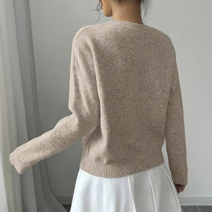 Women's Elegant Floral Sweater - Crew Neck Long Sleeve Casual Pullover FitiqueFit