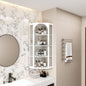 Glass Door Wall Mounted Corner Cabinet with Featuring Four-tier Storage  White
