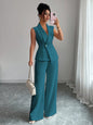 Women's Sleeveless Blazer & Straight-Leg Pants Two-Piece Set FitiqueFit