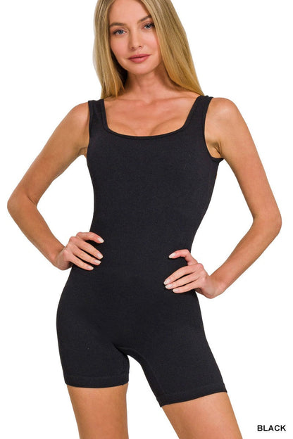Zenana Ribbed Seamless Body-contouring Fit Romper New Era Fashion LLc