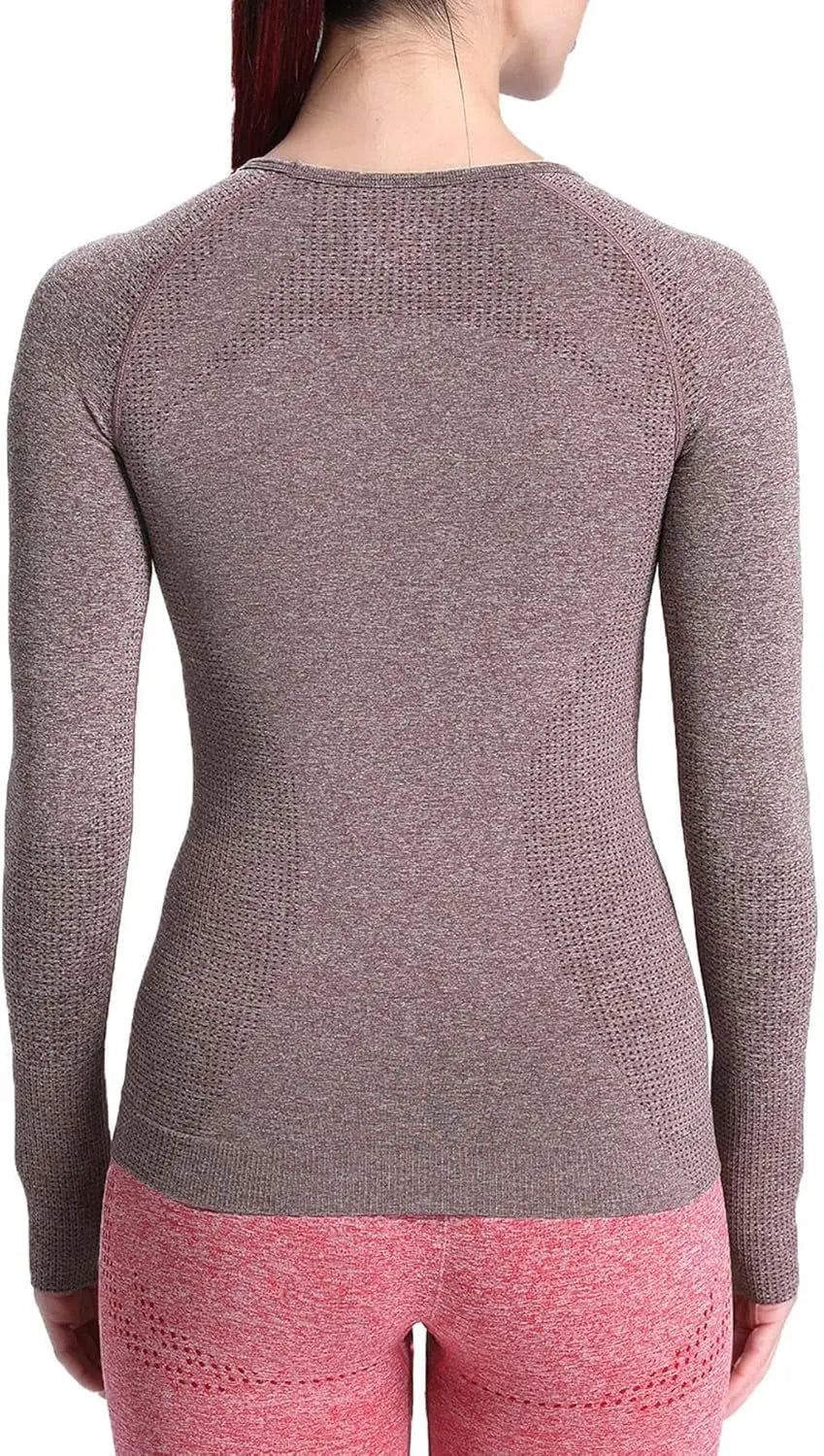 Workout Long Sleeve Shirts for Women Fall Athletic Gym Yoga Running Seamless Tee T-Shirt Tops