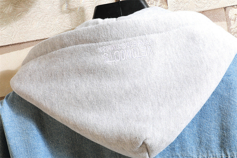 Women's Oversized Washed Denim Jacket – Hooded Loose Korean Style FitiqueFit