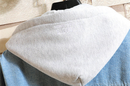 Women's Oversized Washed Denim Jacket – Hooded Loose Korean Style FitiqueFit