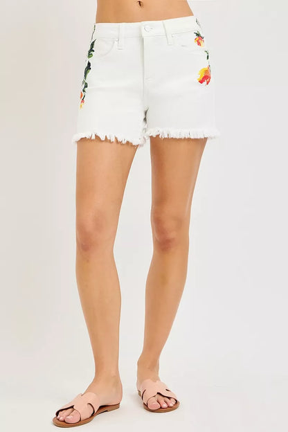 RISEN Tummy Control High Rise Flower Printed Shorts New Era Fashion LLc