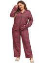 Red Plaid Printed Shirt and Pants Plus Size Lounge Set Garden Naked Curves