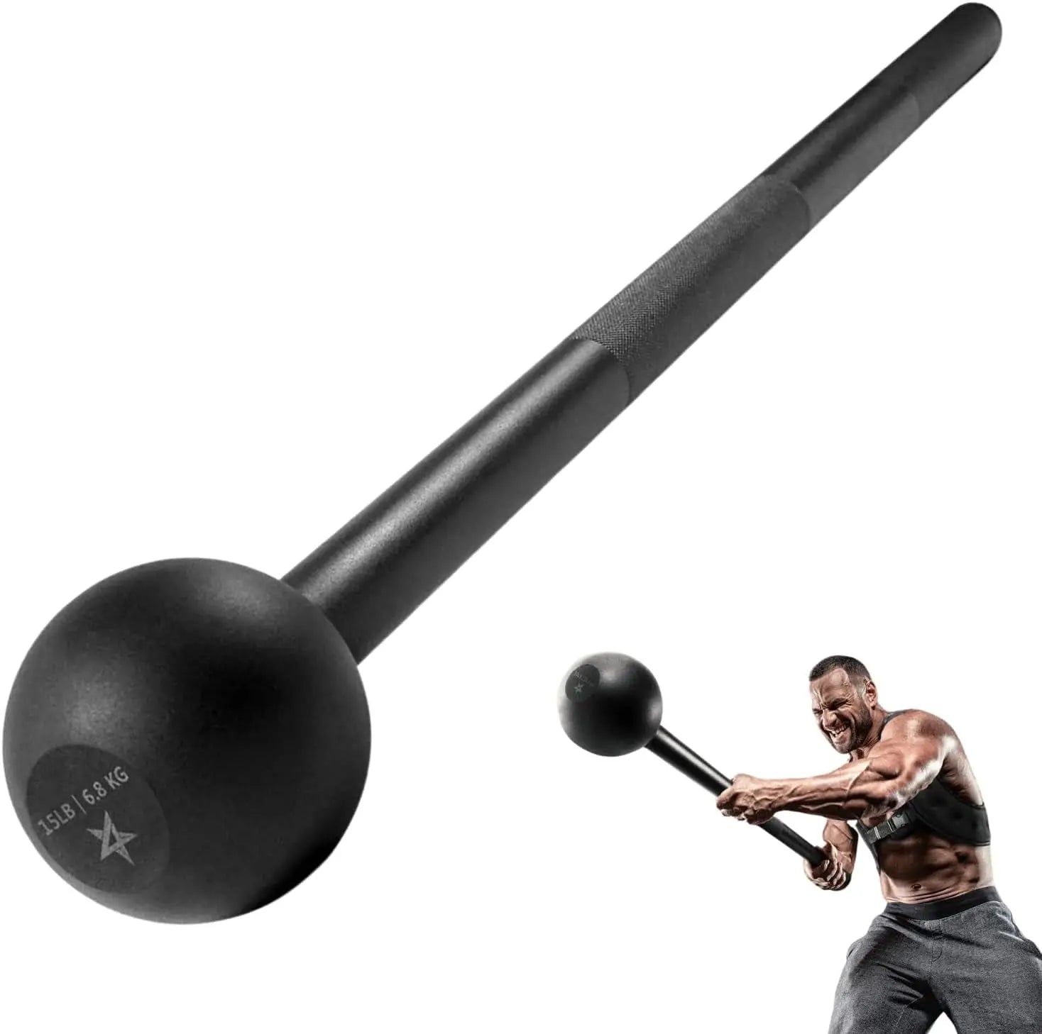 Elevate Your Strength Training with the Versatile 15lb Steel Mace Bell - Perfect for Full Body Workouts, Grip and Shoulder Enhancements