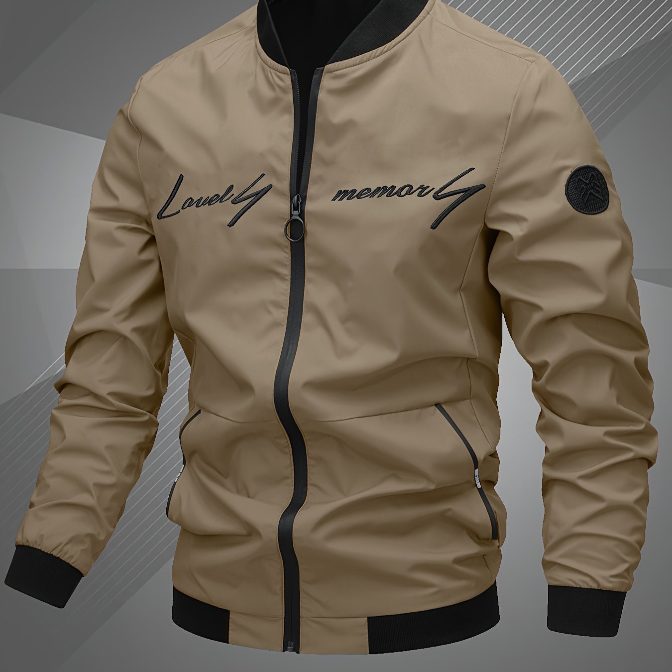 Men'S Letter Embroidered Casual Bomber Jacket, Mens Winter Jackets And Coats, Fridays Items, Mens Gifts Ideas, Gifts for Men, Thermal Wear for Men, Christmas Gifts, Suitable for Everyday Life, Home, Outdoor, Work, And Leisure NovaCart