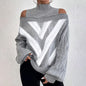 Women’s Elegant Off-Shoulder Turtleneck Sweater — Long Sleeve Knit Top FitiqueFit