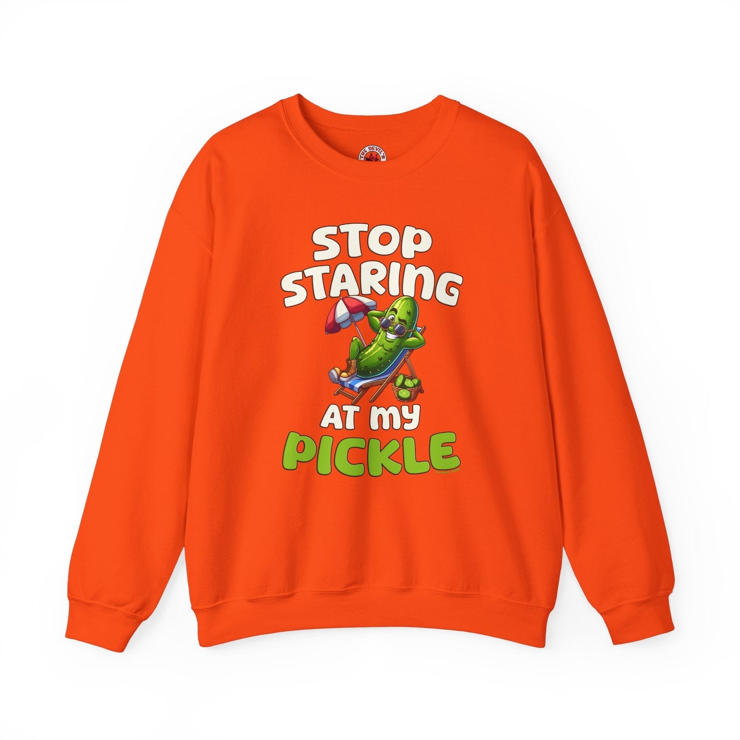 Stop Staring At My Pickle Crewneck Sweatshirt The Devil's Pickle