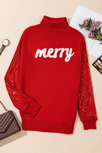 Christmas Merry Sequin Turtleneck Sweater Shop Style & More | Fresh Looks, Everyday Deals & Free Shipping