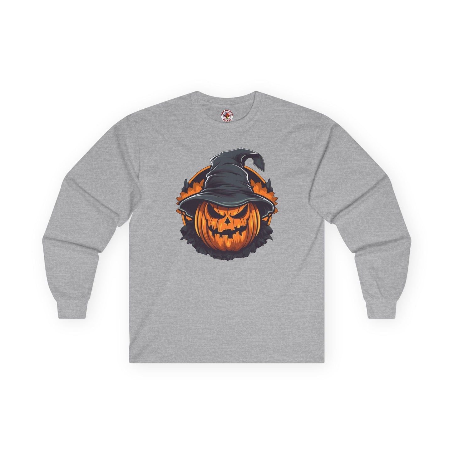 Scary Witch Pumpkin Halloween Long Sleeve Tee The Devil's Pickle