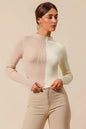 SO ME Color Block Fitted Crop Sweater Top West2East Surf