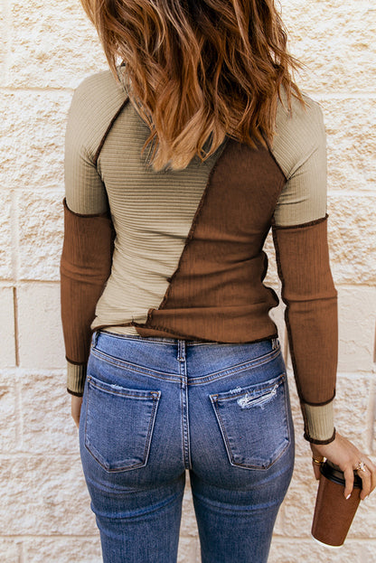 Color Block Exposed Seam Knit Top See size chart under “more details” The Fashion Celestial